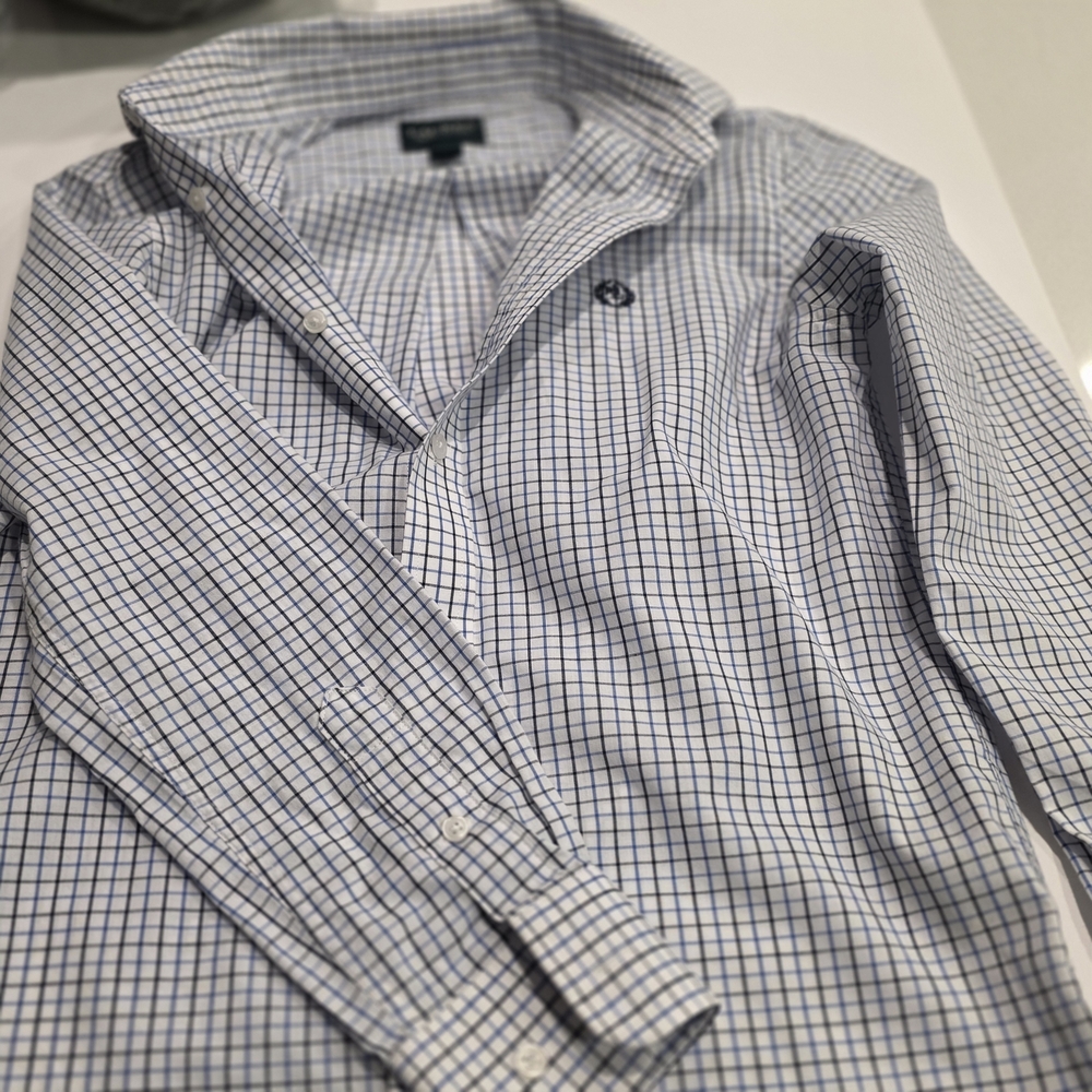 Lauren Ralph Lauren Kids Button-Up Shirt Blue Check Dress Shirt Size 12 - Picture 9 of 16